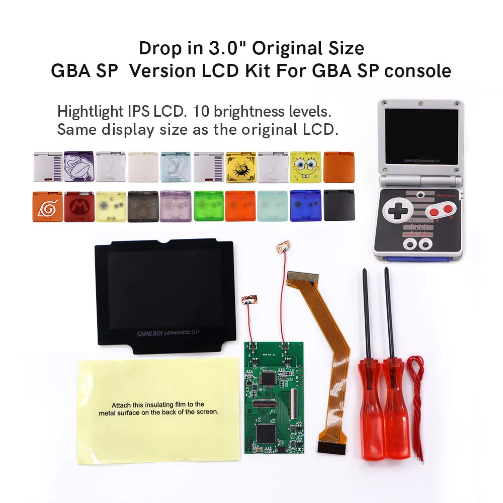 Easy to Install Drop In GBA SP 3.0&quot Original Size IPS LCD For Gameboy ADVANCE No Need Cuting Shell | Электроника