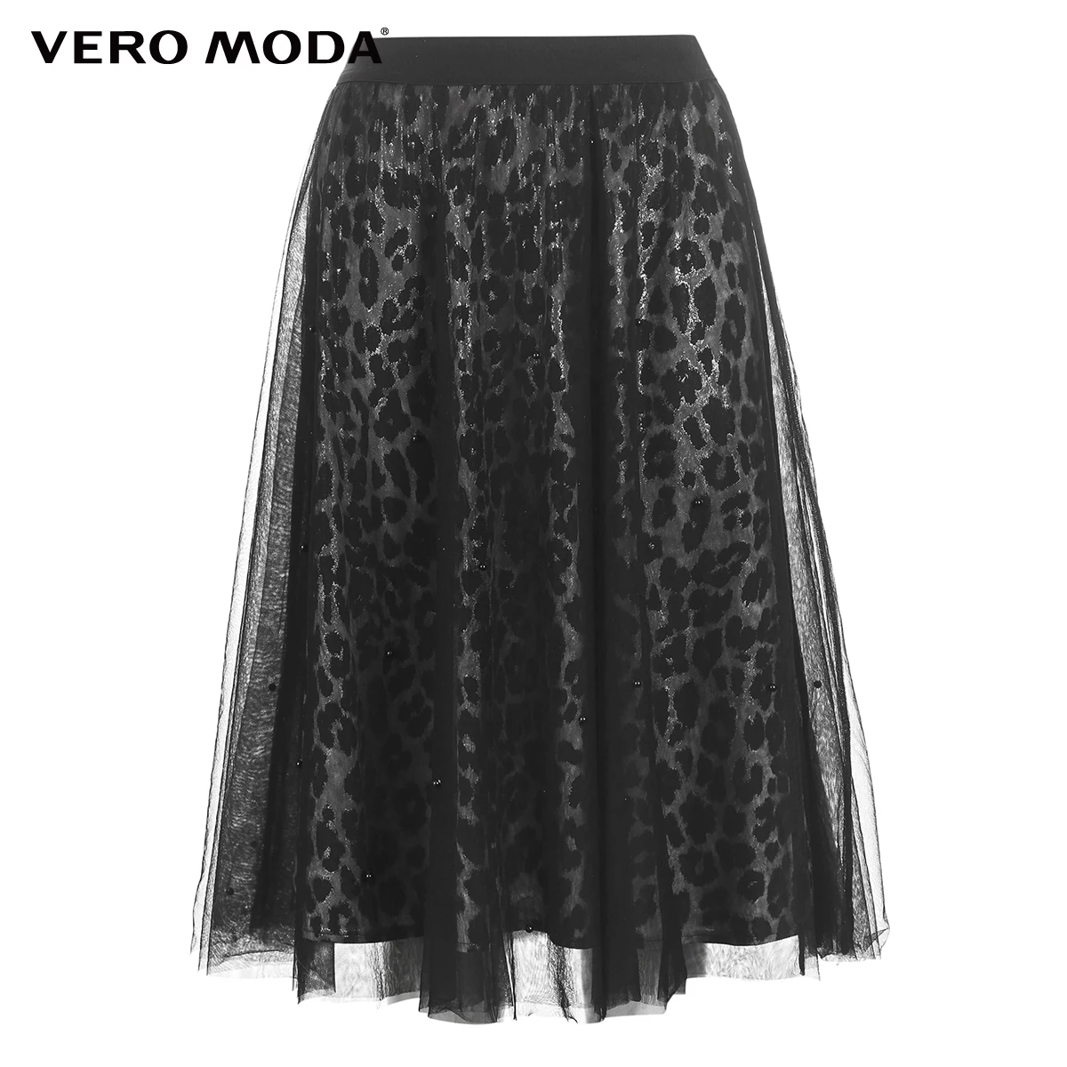 Vero Moda Женская леопардовая печать эластичная талия бисером Gauzy юбка с подкладом | 31911G528