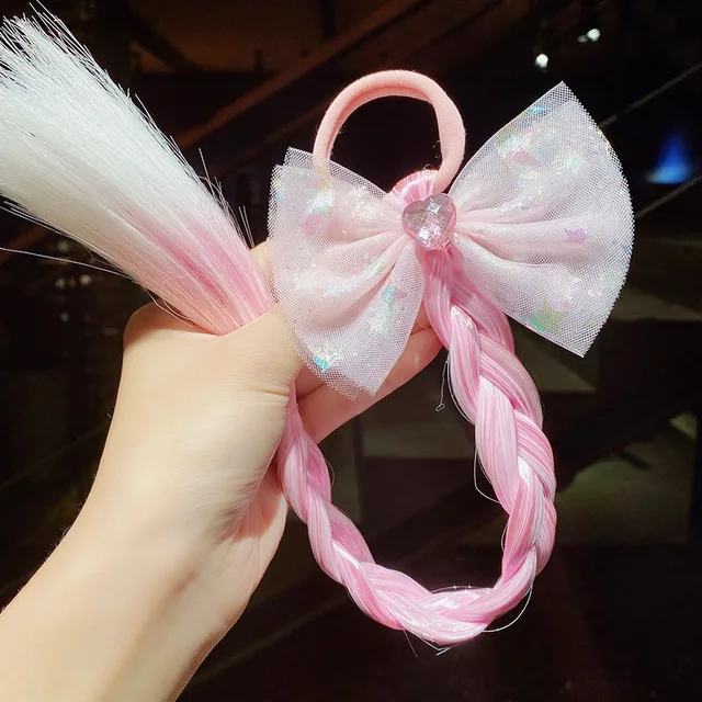 2021 New Girls Cute Cartoon Bow Butterfly Colorful Braid Headband Kids Ponytail Holder Rubber Bands Fashion Hair Accessories 20