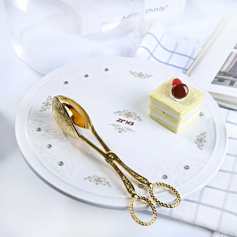 Food Tong Gold Plated Snack Cake Clip Salad Bread Pastry Clamp Baking Barbecue Tool Fruit Salad Cake Clip Kitchen Utensils Tongs Aliexpress
