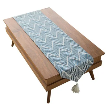 

Striped Wave Tassel Cloth Three Dimensional Jacquard Dining Table Flag Wedding Dinner Restaurant Decoration 30X180cm