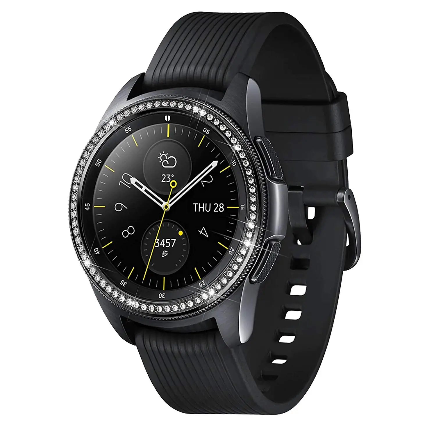 Для samsung Galaxy Watch 46 мм 42 мм ободок кольцо Крышка для samsung gear S3 классический Frontier умный браслет кольцо чехол Защитный она - Цвет: Black
