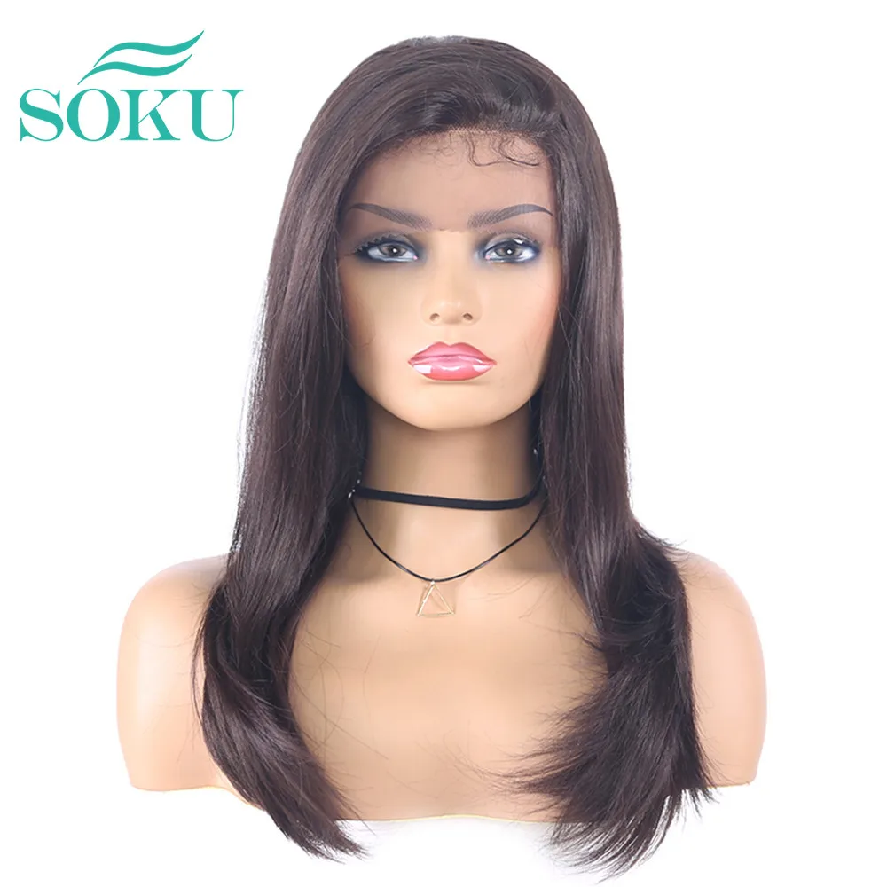 

SOKU Synthetic Lace Front Wigs With Baby Hair Free Part Glueless Heat Resistant American Africa Black Women Straight Lace Wig