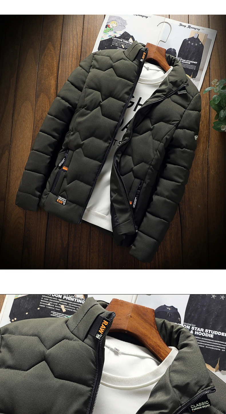 2021 Autumn Winter Mens Cotton Padded Jackets Men's Fashion Casual Outdoor Jackets Warm Coat Male Outwear Thicken Down Coats