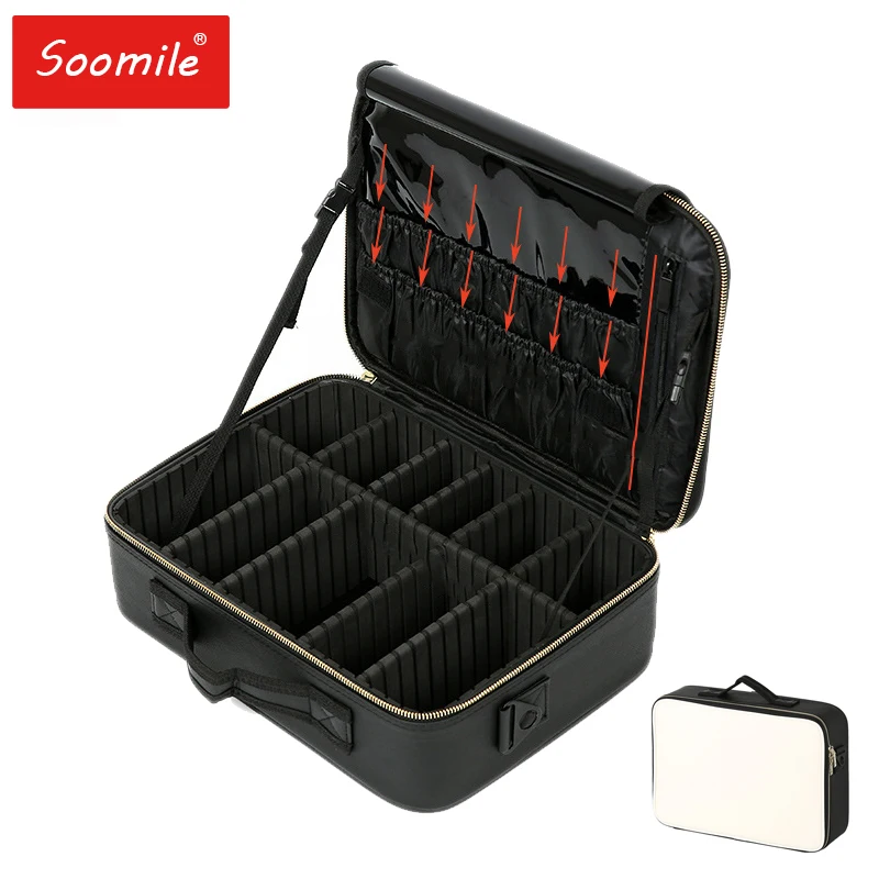 

Модный женский органайзер для косметики из искусственной кожи, Большая профессиональная дорожная коробка для хранения косметики, новый дорожный косметический чемодан, 2019