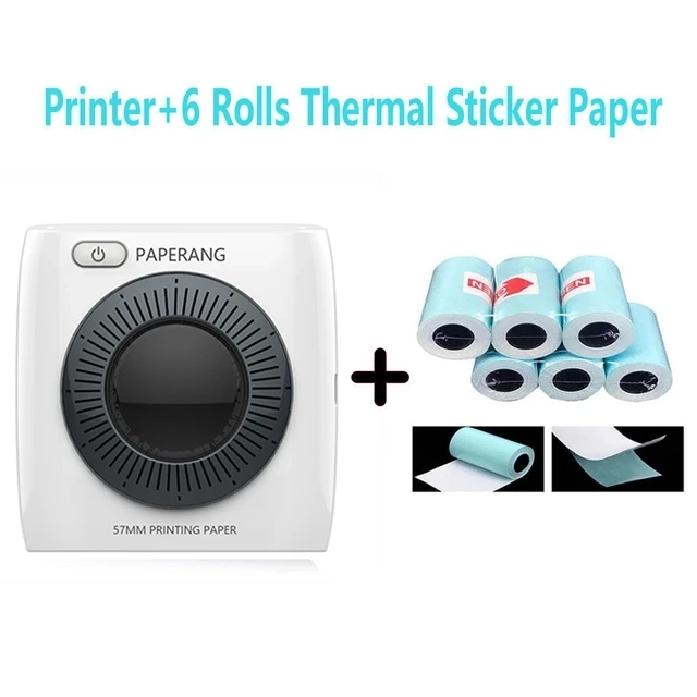 PAPERANG 2 Photo Printer 300dpi Pocket Draagbare Bluetooth Printer 304id Thermal Label Printer For iOS Android Windows 1000 mAh - color: printer 6pcs sticker
