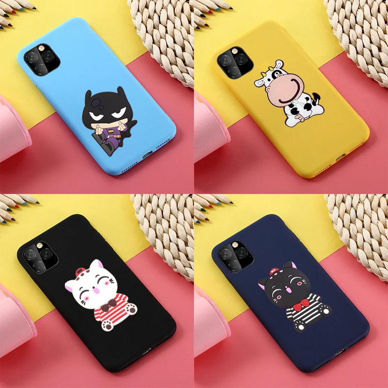 Однотонный силиконовый чехол для iPhone 11 2019 Pro Max Batman корова полосатый счастливый