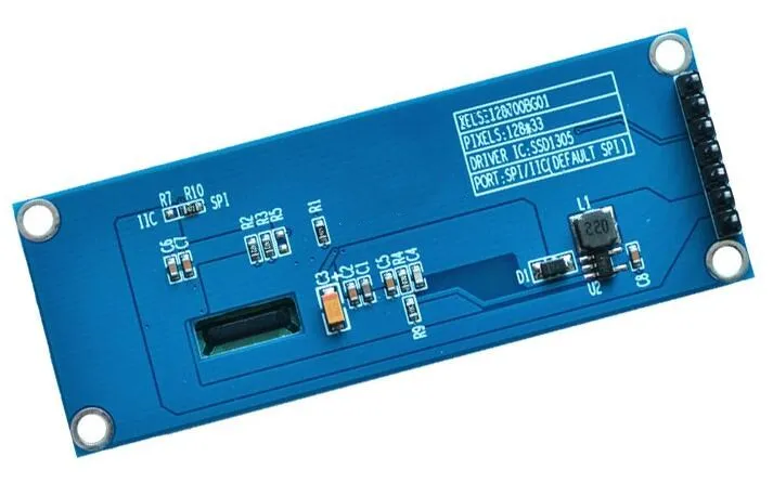 IPS 2 23 дюймов 7PIN SPI синий PM OLED экран с адаптером плата SSD1305 IIC интерфейс 128*33 3 В|lcd screen