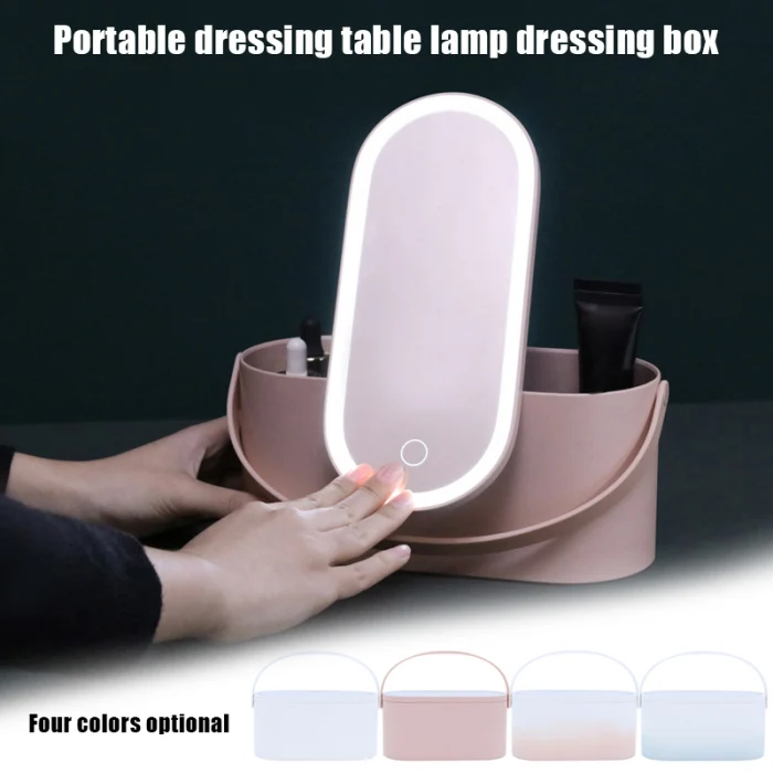 High Quality Portable Makeup Case Cosmetic Organizer Storage Box with Led Lighted Mirror for Travel