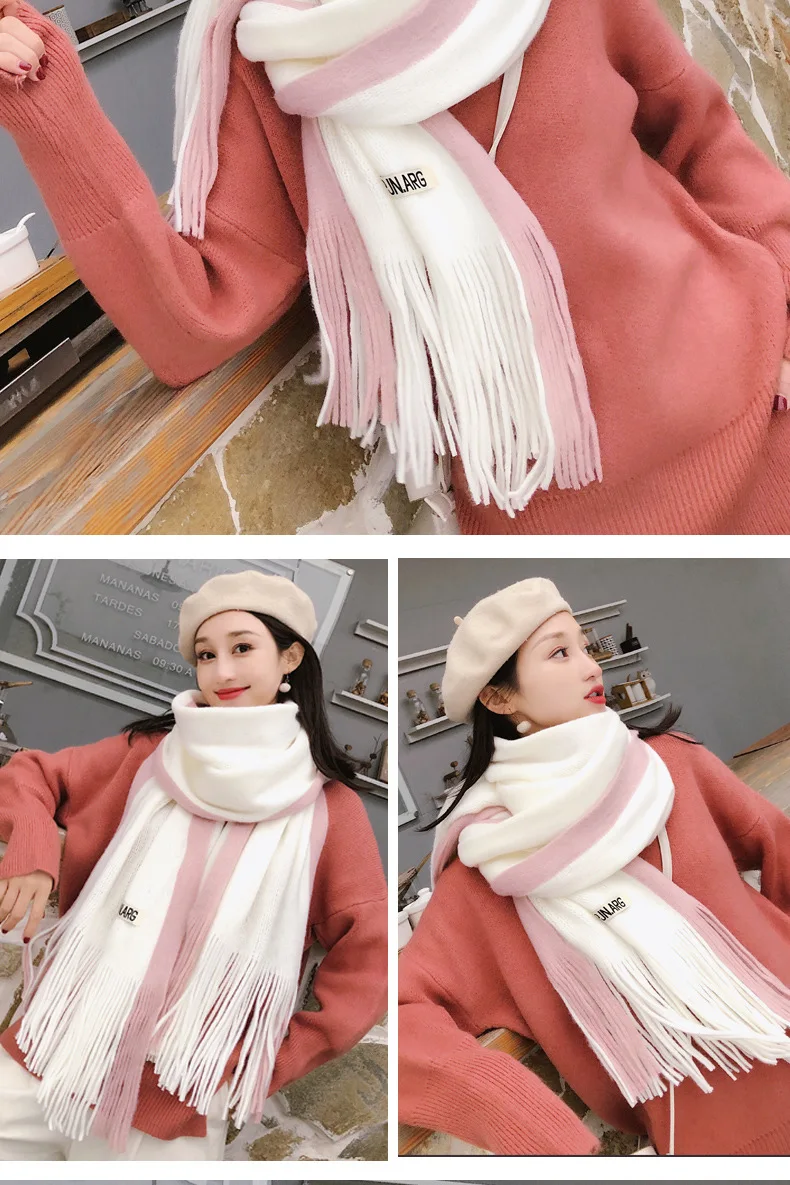 Women Solid Color Cashmere scarves with tassel Autumn new soft warm lady's secret thin long scarf woman shawl scarf
