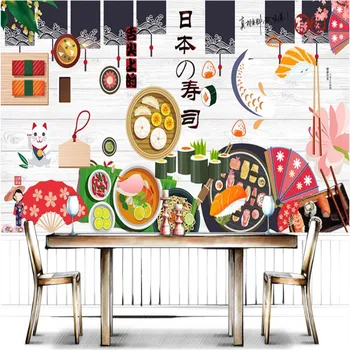 Custom Hand Painted Cartoon Japanese Sushi Theme Mural Wallpaper 3d Cuisine Restaurant Industrial Decor Background Wall Paper 3d Buy At The Price Of 11 44 In Aliexpress Com Imall Com