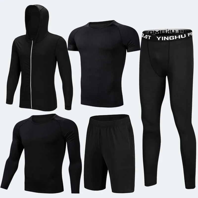 New 5 Pcs/Set Men's Tracksuit Sports Suit Gym Fitness Compression Clothes Running Jogging Sport Wear Exercise Workout Tights - Цвет: Style 3