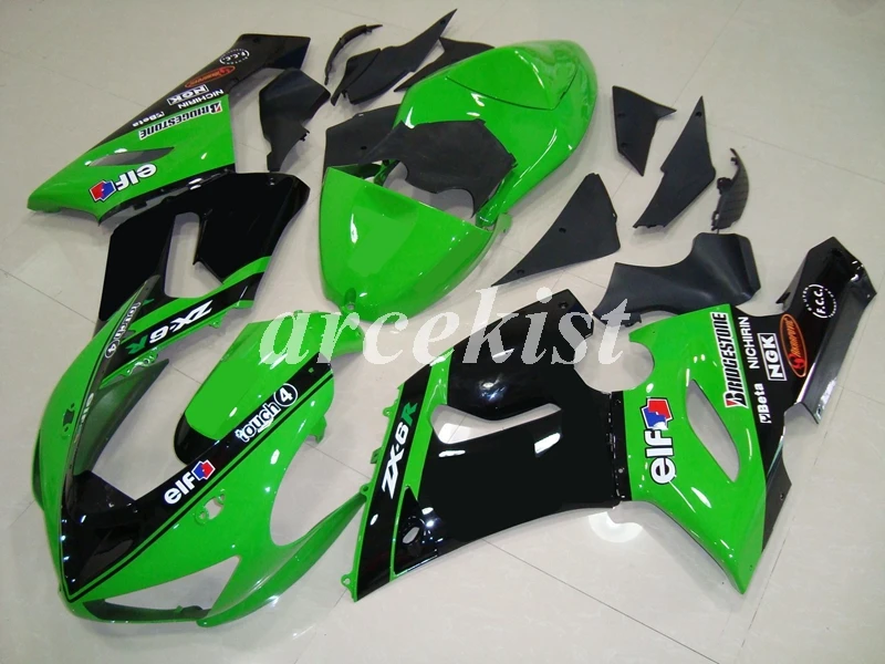 4 бесплатных подарка ABS Обтекатели комплект подходит для kawasaki Ninja ZX6R 636 2005 2006 6R 05 06 ZX-6R Кузов Набор Черный Зеленый эльф