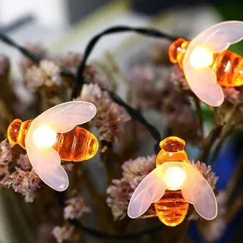 

Battery Operated Christmas Garlands Fairy Lights For Holiday Party Garden Decor Outdoor LED Strings Bee Shaped LED String Lights