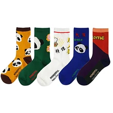 5 пар в партии, новые дизайнерские женские и хлопчатобумажные мужские Носки с рисунком панды Kawaii Happy зимние осенние носки