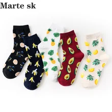 Харадзюку милые банан/авокадо/ананас новинка носки для женщин каваи животных фрукты носки растения забавные Calcetines Mujer