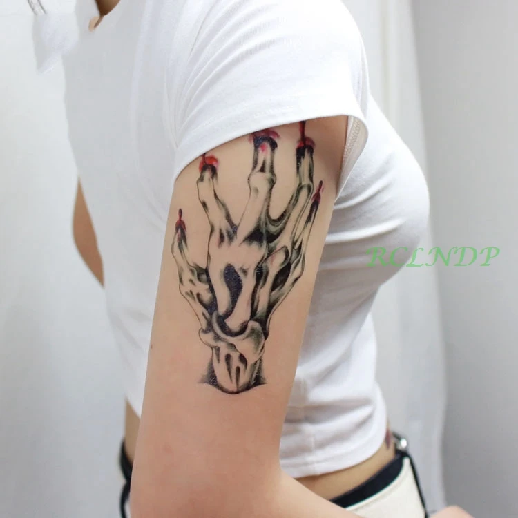 Водостойкая Временная тату наклейка 3D наклейки на Хэллоуин рот лезвие для рук