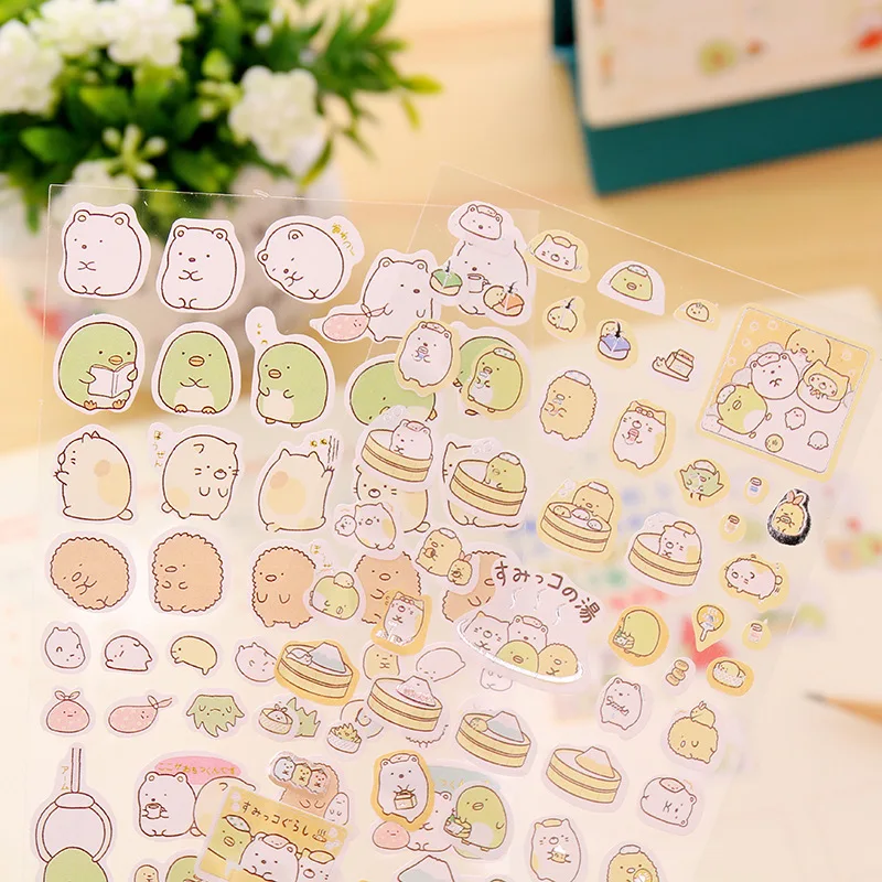 

10bags/lot Creative Stationery Stickers Korean Round Roll Rabbit Transparent Decorative Pattern DIY Album Planner Diary Stickers