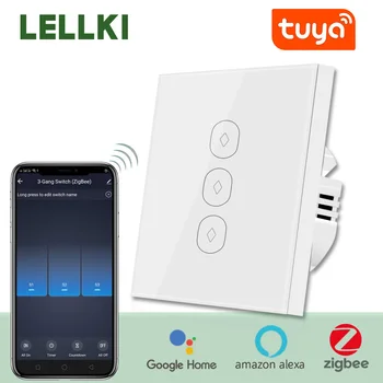 

LELLKI Zigbee Switch Tuya EU Wall Touch Smart light switches Remote Control 10A 220V Smart Life APP Alexa Google Home Assistant
