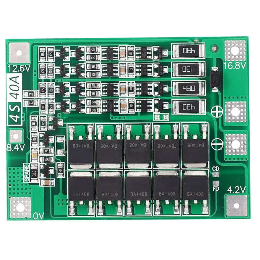 Флюоресцентная плата BMS PCB для защиты литиевых аккумуляторов 14 8 а 16 в 18650 с