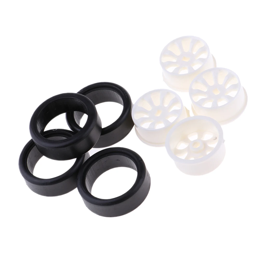 4Sets 1:24 RC Rock Crawler Rubber Tires & Plastic Wheel Rim Set for A252