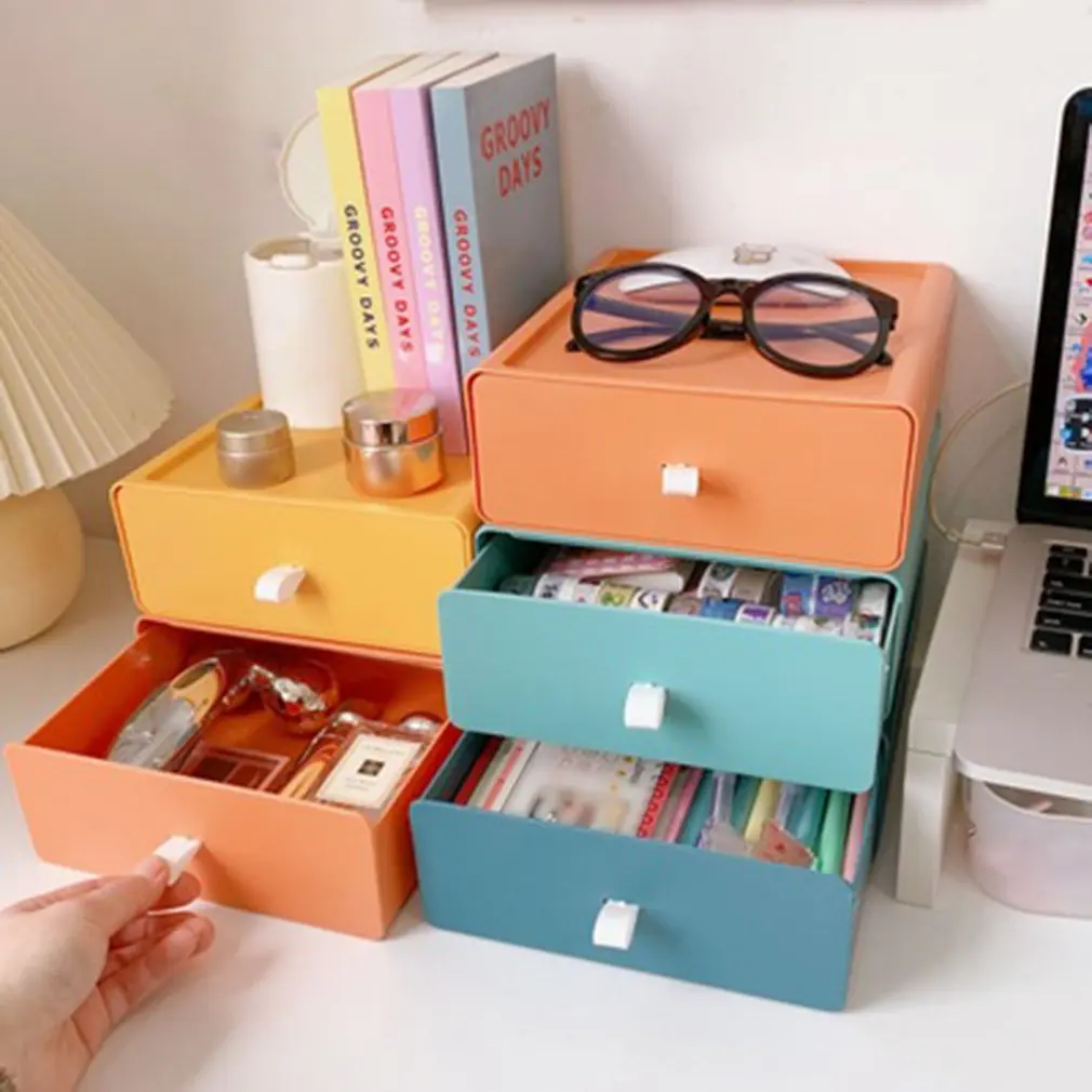 

1pcs Dustproof Multi-layer Drawer Storage Box Desktop Stationery Jewelry Hand Account Cosmetics Storage Box