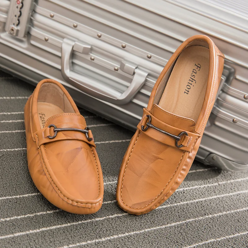 

Korean-style Men Moccosins Trend Spring Summer Foot Covering MEN'S SHOES Genuine Leather Popular Casual Leather Shoes Slip-on Dr
