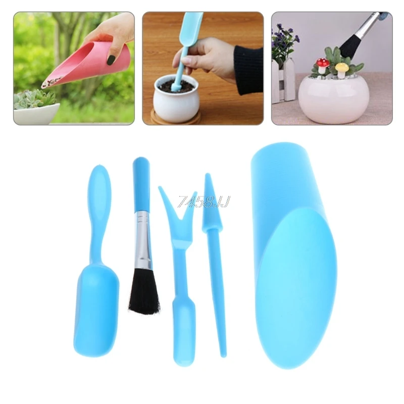 

5Pcs Gardening Tools Set Miniature Shovel Brush Widger.Succulent Planting Helper G06 Drop ship