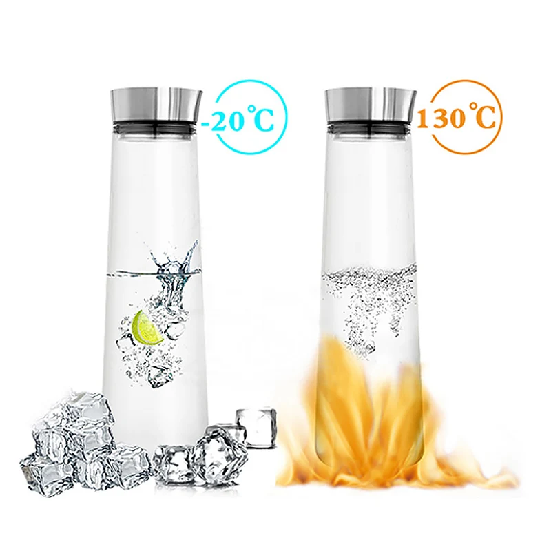 1000mL 1500ml Thickened Glass Big water bottle Juice Glass Pitcher Bottle  ith Stainless Steel Lid Carafe Kitchen Refrigerator