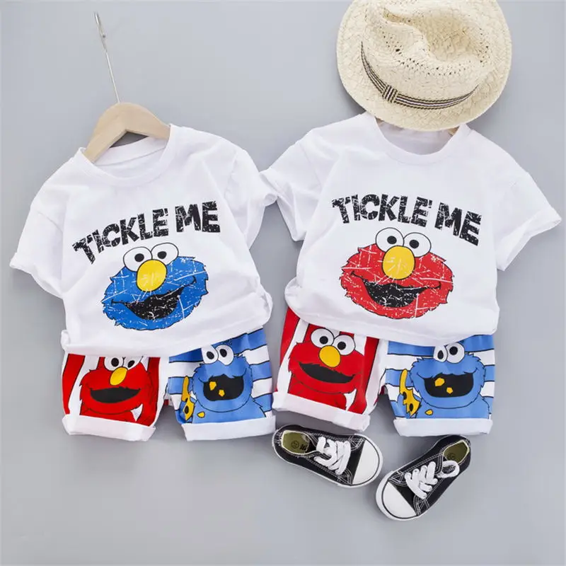 Crianças do Bebê Roupas dos Desenhos Fatos de Treino Verão Meninos Meninas Animados Manga Curta Camiseta Shorts 2 Pçs - Sets Criança Algodão Roupas Infantis 4 dos desenhos animados manga curta camiseta shorts