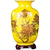 New Chinese Style Vase Jingdezhen Yellow Crystal Glaze Flower Vase Home Decor Handmade Shining Famille Rose Vases 2