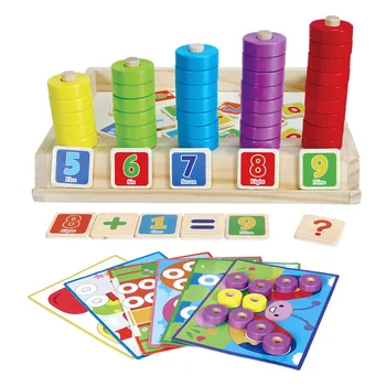 

1 Set Kid Wooden Montessori Toys Box Puzzle Early Educational Learning Toy Colorful Count Beads Arithmetic Children Math Toys