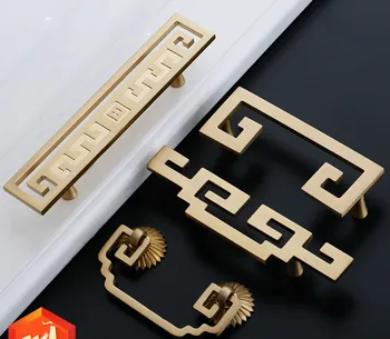 

Classical Chinese Pure Copper Cabinet Handle Solid Single Hole Closet Door Brass Handle Furniture Hardware