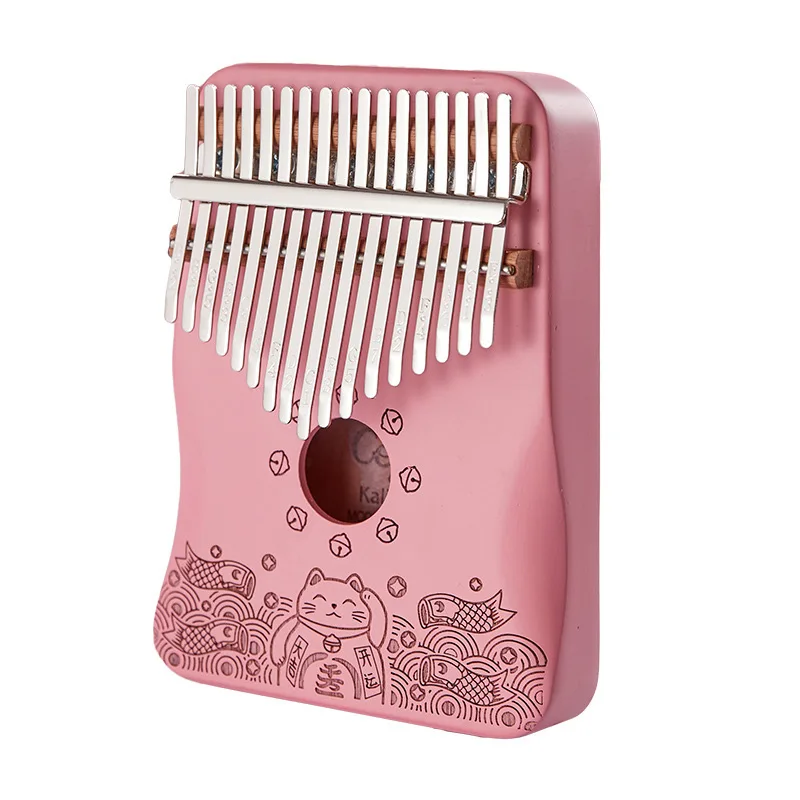 Tunable 17 keys Kalimba Instrument with music book mini piano pink Kalimba Thumb Piano Lucky Cat 
