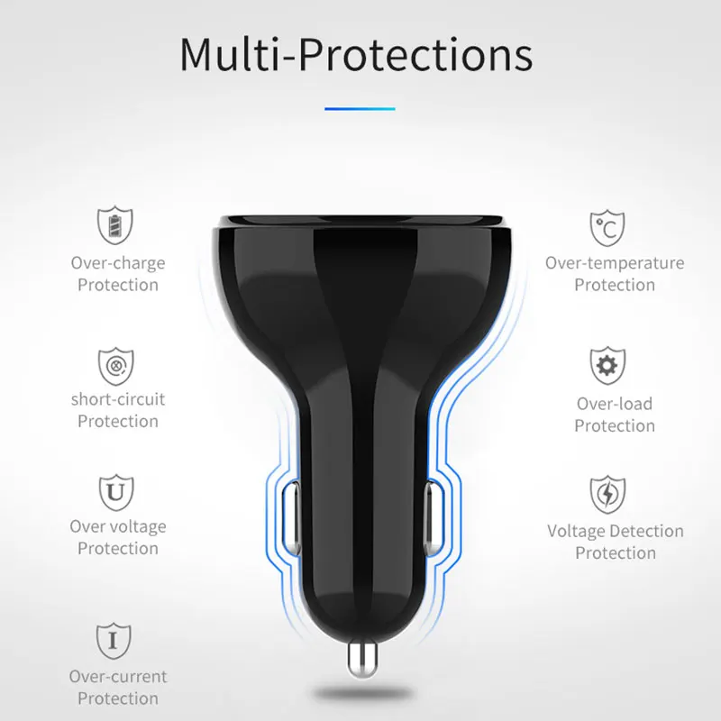 Удобное автомобильное быстрое зарядное устройство Dual USB QC3.0+ 2.4A адаптер для мобильного телефона автомобильное зарядное устройство эффективная зарядка type-C