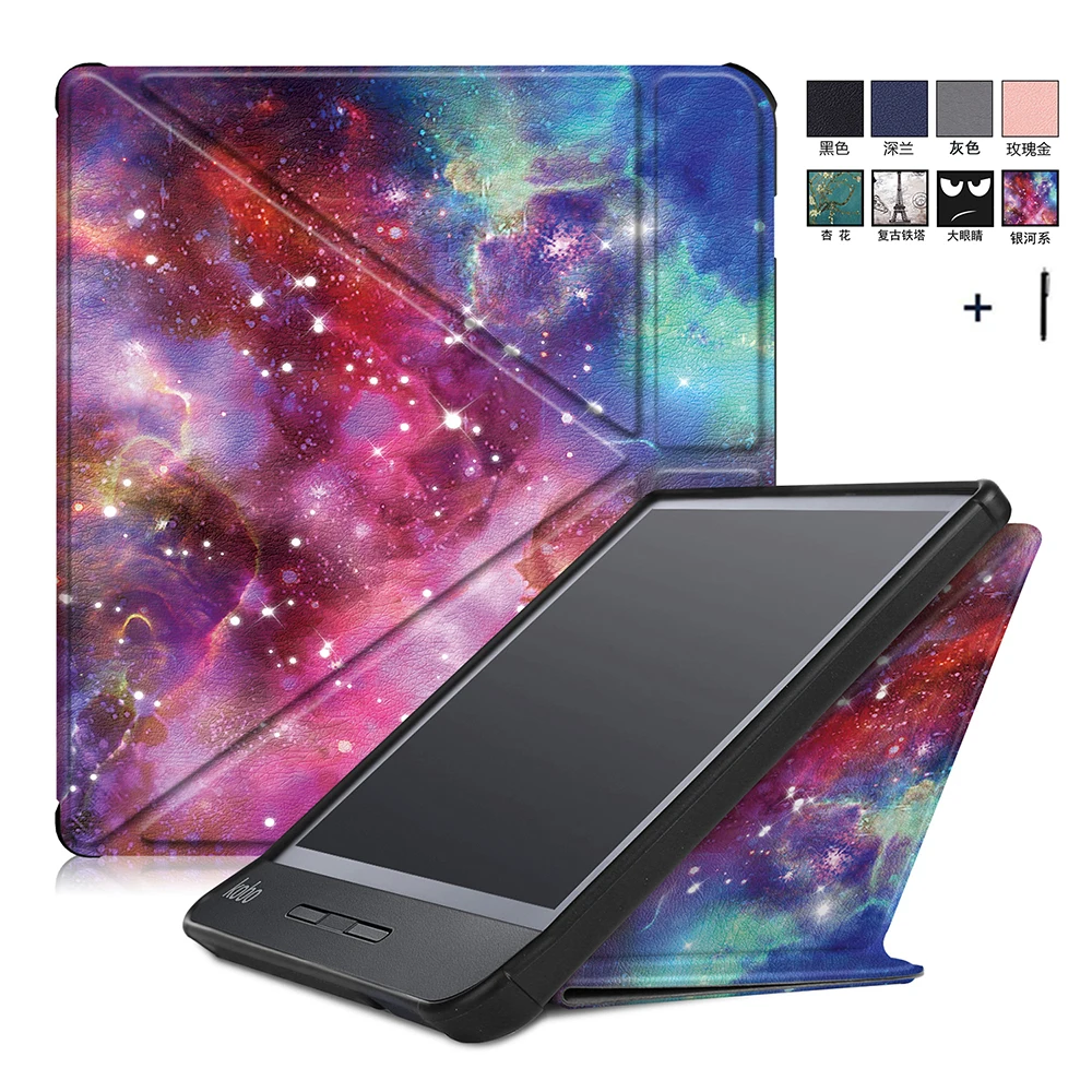 Per Il caso di Kobo Libra H2O 7 Stampato Transformers Del Basamento di Vibrazione Della Copertura del Cuoio Per KOBO Libra H2O 7 pollici Capa fundas + Stylus