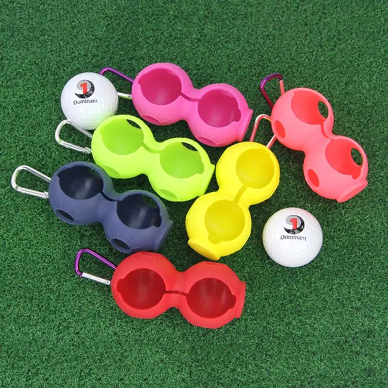 Silicone Golf Ball Holder Dual Ball Storage Protection Carrier with Hook