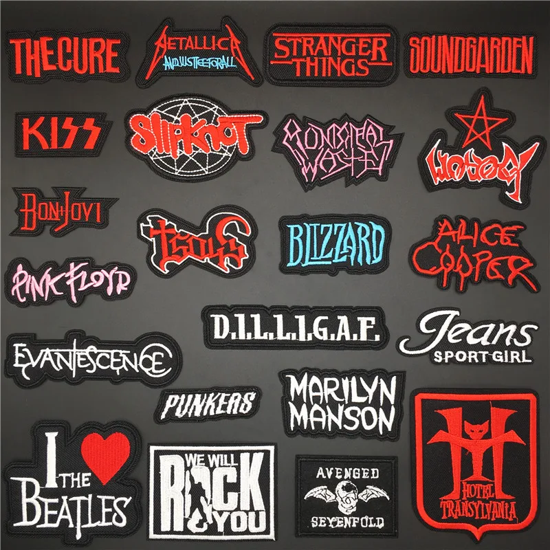 

Rock Music Metallica Band Patches Iron On For Clothing Punk Embroideried Patch Badges Clothes Stickers DIY Appliques