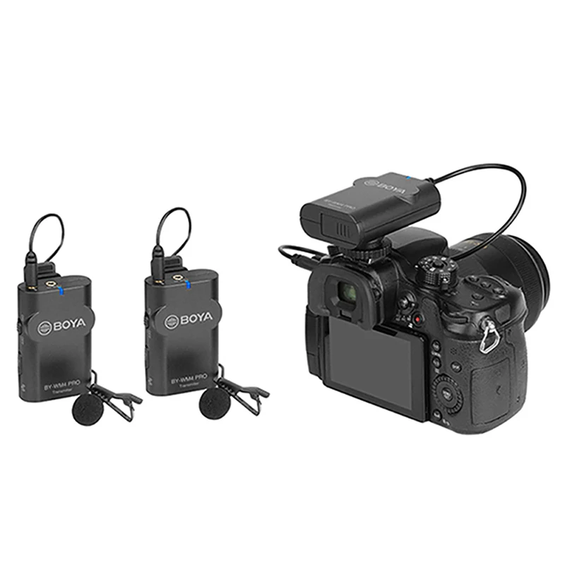 Boya BY-WM4 Pro двухканальный Палочки до 2,4G Беспроводной Студийный конденсаторный микрофон интервью для iPhone цифровой зеркальной камеры Canon Nikon камеры