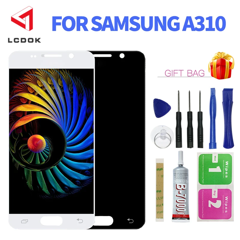 Яркость Регулируемый ЖК-дисплей для samsung Galaxy A3 A310 A310F A310H ЖК-дисплей кодирующий преобразователь сенсорного экрана в сборе части панели
