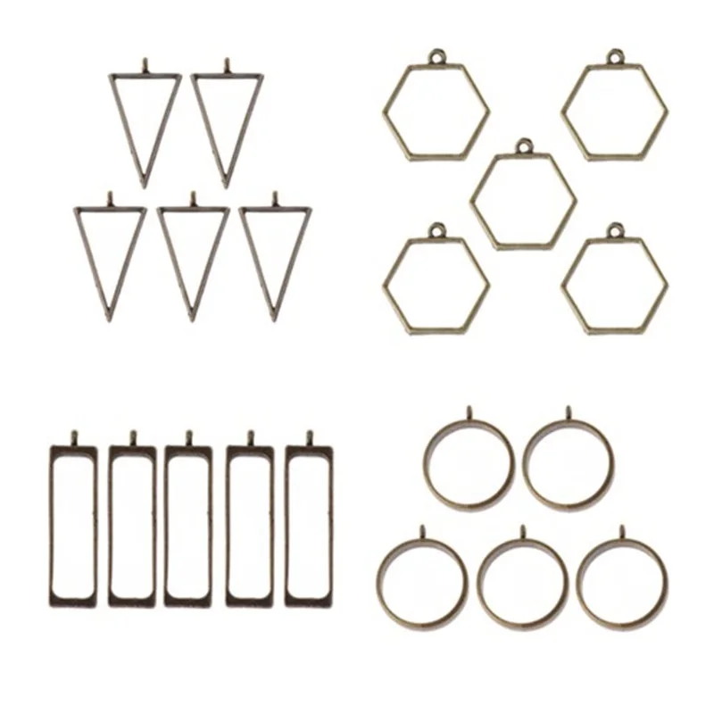 

5Pcs Embossed Metal Frame Hollow Frame Open Back Bezel Pendant UV Resin Pressed Flower Jewelry Making