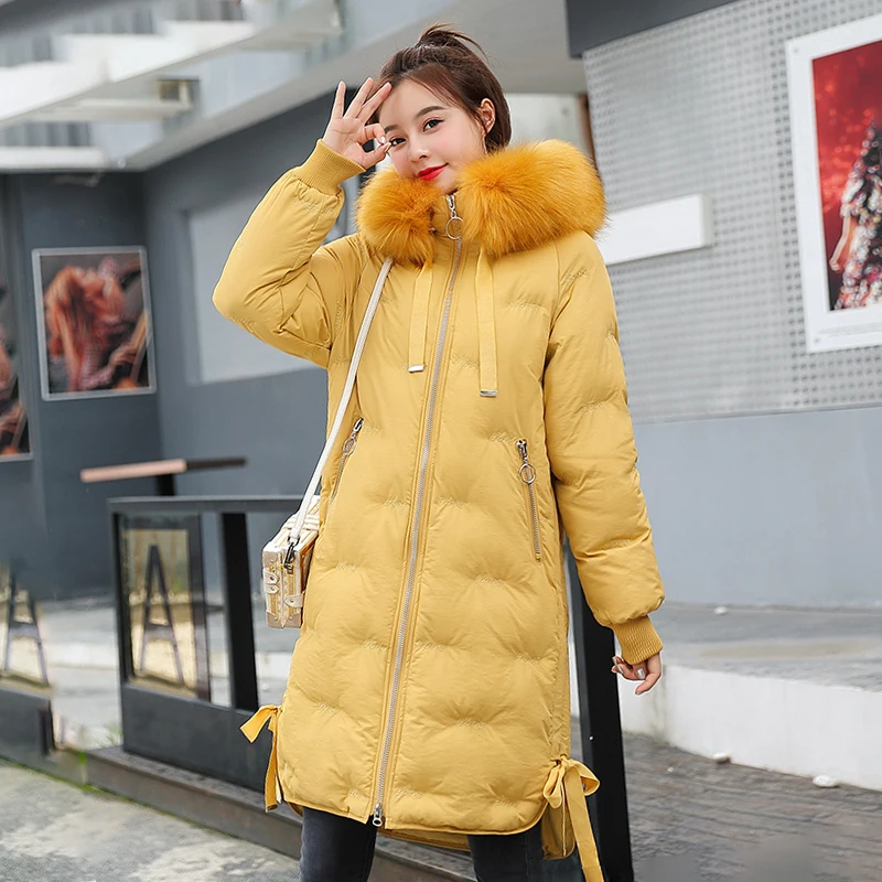 

2019 Winter Jacket For Women Hooded Fur Collar Female Coat Plus Size Long Parka Ladies Large Size Padded With Special Hem Design