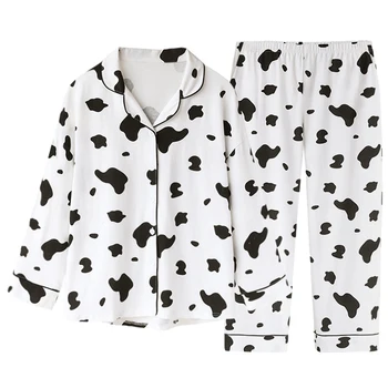 

Prowow Women's pajamas autumn 100% cotton outside wear long-sleeve pijamas sets mujer loose casual patchwork sleepwear hot sale