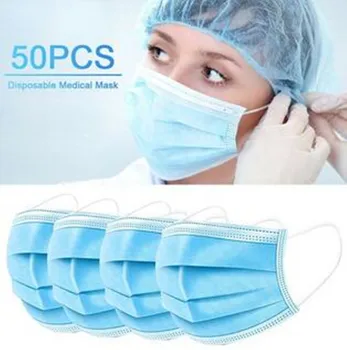 

10-50PCS Mask Disposable Nonwoven 3 Layer Filter Mask Mouth Face Mask Anti-Dust Protective Breathable Earloops Masks Fast Ship