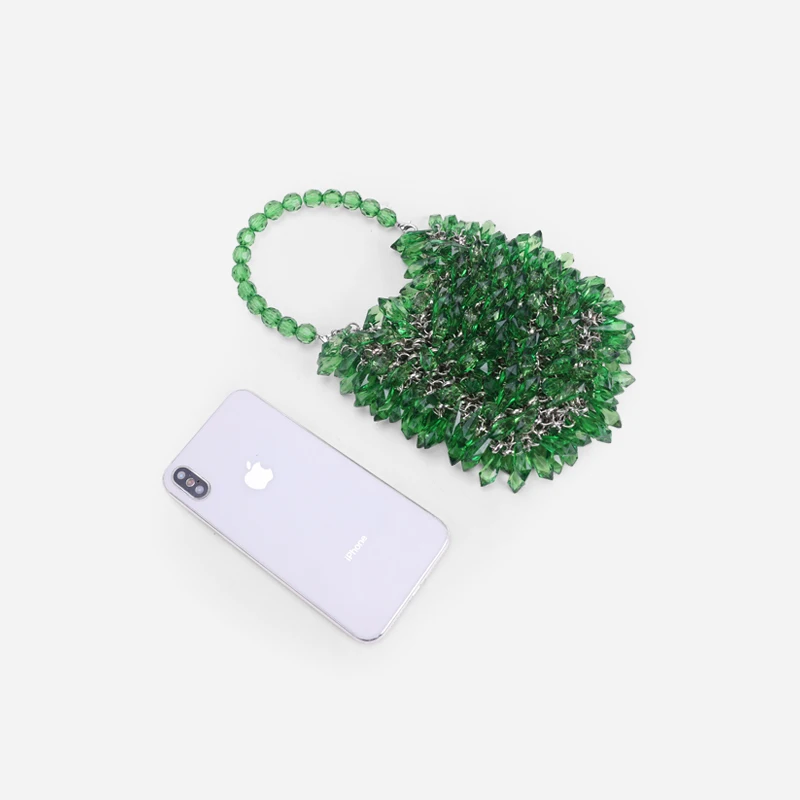 Transparent Crystal Ring Pure Handbag 2020 New Agate Green Bead Bag Womens Handbags and Purses | Багаж и сумки