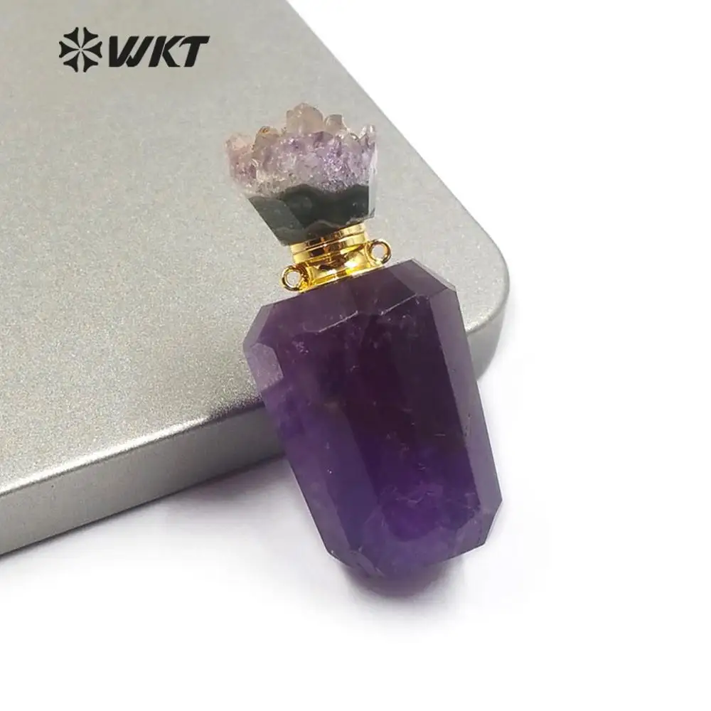 e WT-P1477 WKT опционально несколько цвета натуральный камень подвеска в виде бутылочки парфюма с золотой Гальванизированный двойной круг подвесной крючок - Окраска металла: e