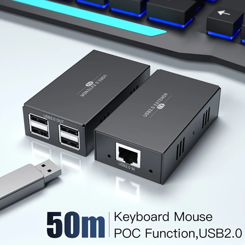 USB Extender 1 in 4 Out USB2.0 to RJ45 Extender 50