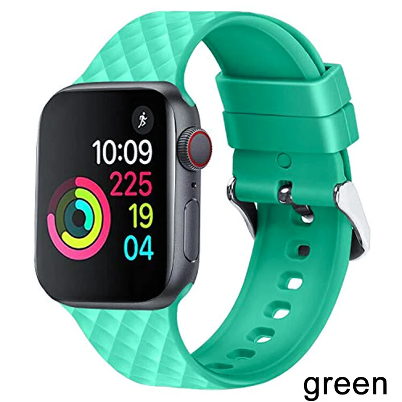 Силиконовый ремешок для apple watch 5 ремешок 44 мм 40 мм iwatch ремешок 42 мм 38 мм тканый узор браслет ремешок для apple watch 4 3 2 1 - Цвет ремешка: Зеленый