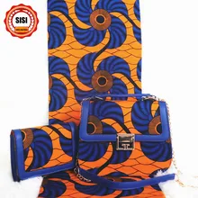 SISI Новинка, африканская, вощеная Сумки из натуральной кожи, совпадение с двумя воск сумочка с Нигерия, Анкара хлопок вощеная ткань с Африканским узором настоящая восковая Ткань 6 ярдов