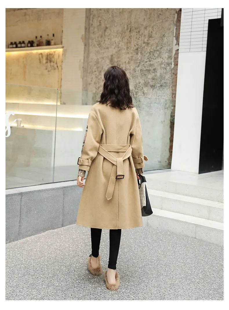 Autumn And Winter New Style Woolen Jacket Women's Mid-length Korean-style Loose-Fit Cover Meat Slimming Double-sided Plush